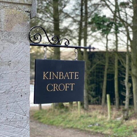 Hanging Slate House Sign with Wrought Iron Steel Bracket