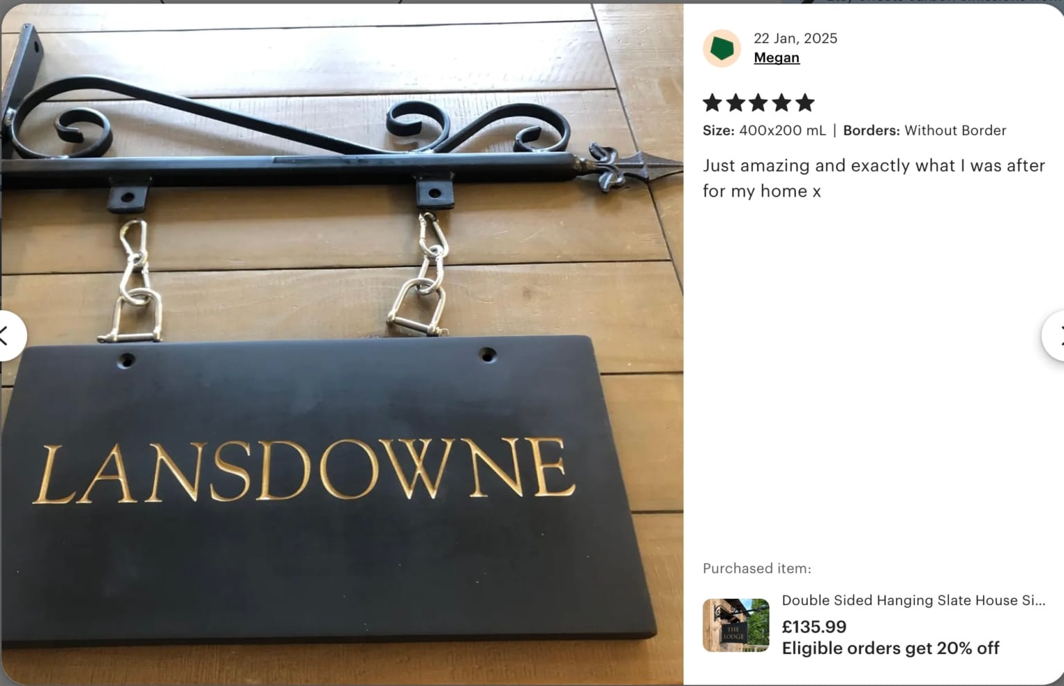 Hanging Slate House Sign with Wrought Iron Steel Bracket - Image 10