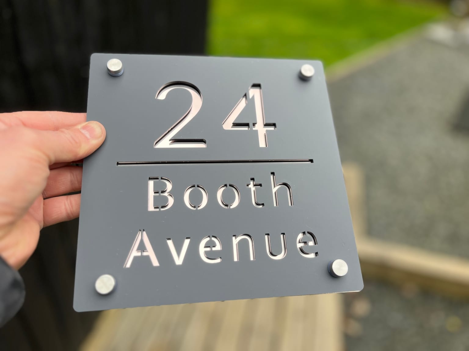 Laser Cut House / Door Signs Numbers with Reflective Backing. Supplied with Stand off Brackets. 200mm x200mm - Image 2