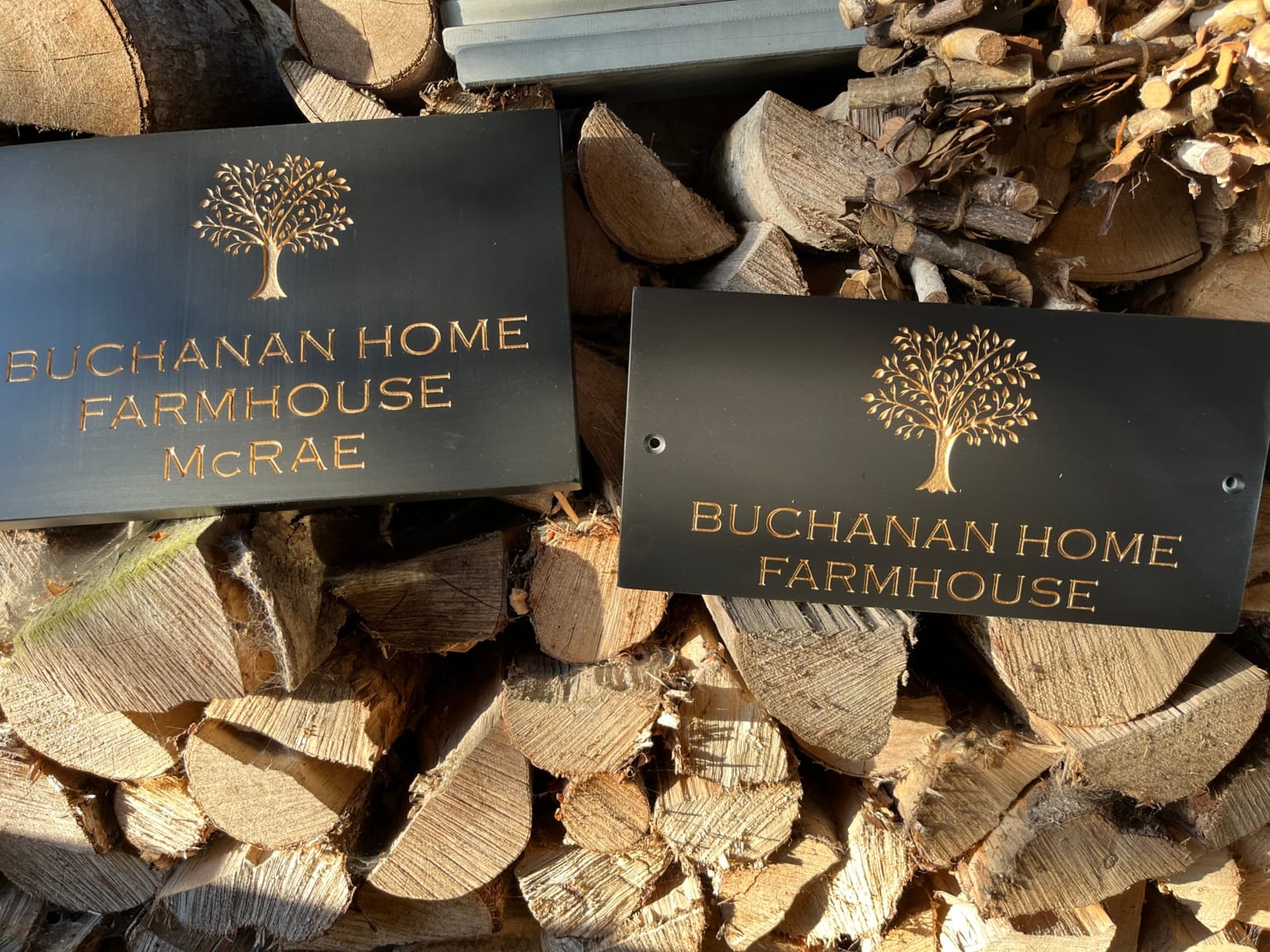 Personalised Deep Engraved Slate House Sign - 20mm Thick - Tree Design - Various Sizes - Image 2