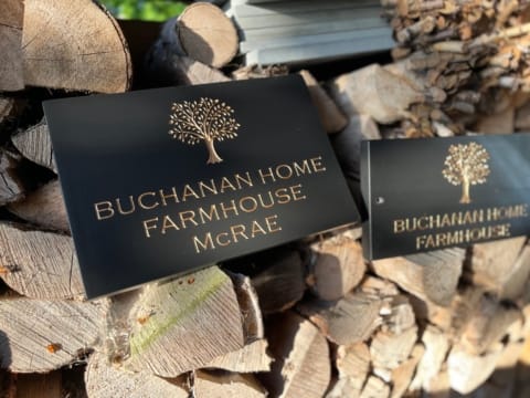 Personalised Deep Engraved Slate House Sign - 20mm Thick - Tree Design - Various Sizes