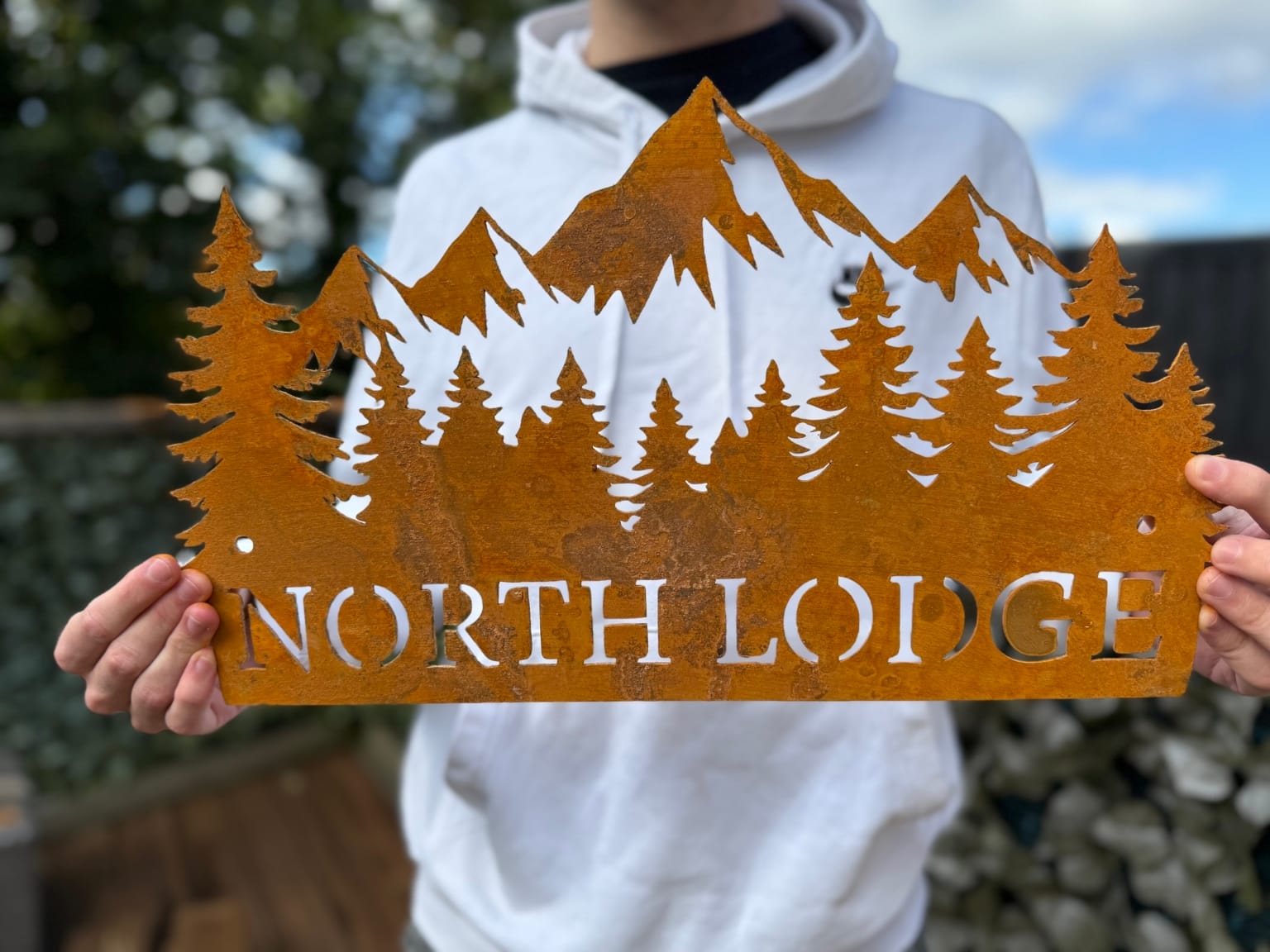 Corten Steel Sign Mountain Forest scene , various sizes available and bespoke. - Image 3