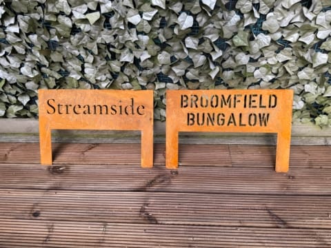 House Signs - House Number - Made With 2mm Thick Corten Steel With Posts for Quick Easy Install -various sizes available No Fixings Required