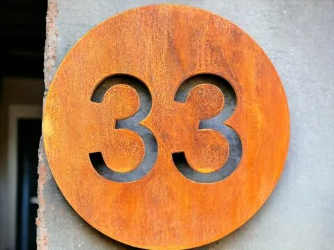 Large Round Corten Steel Rustic House Number for Gate Fence Wall or fence various sizes choose your text