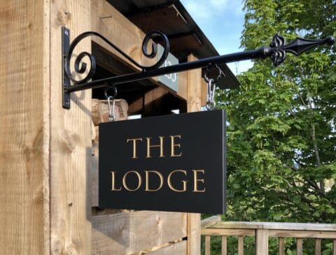 Hanging Slate House Sign with Wrought Iron Steel Bracket