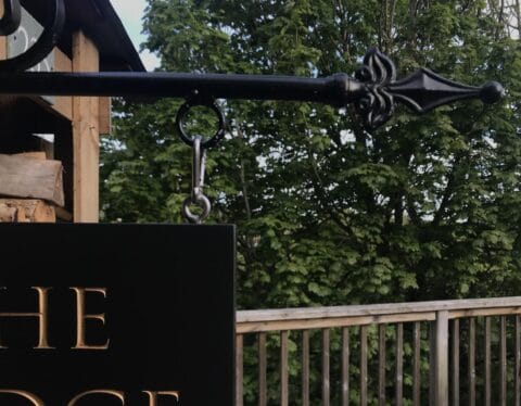 Hanging Slate House Sign with Wrought Iron Steel Bracket